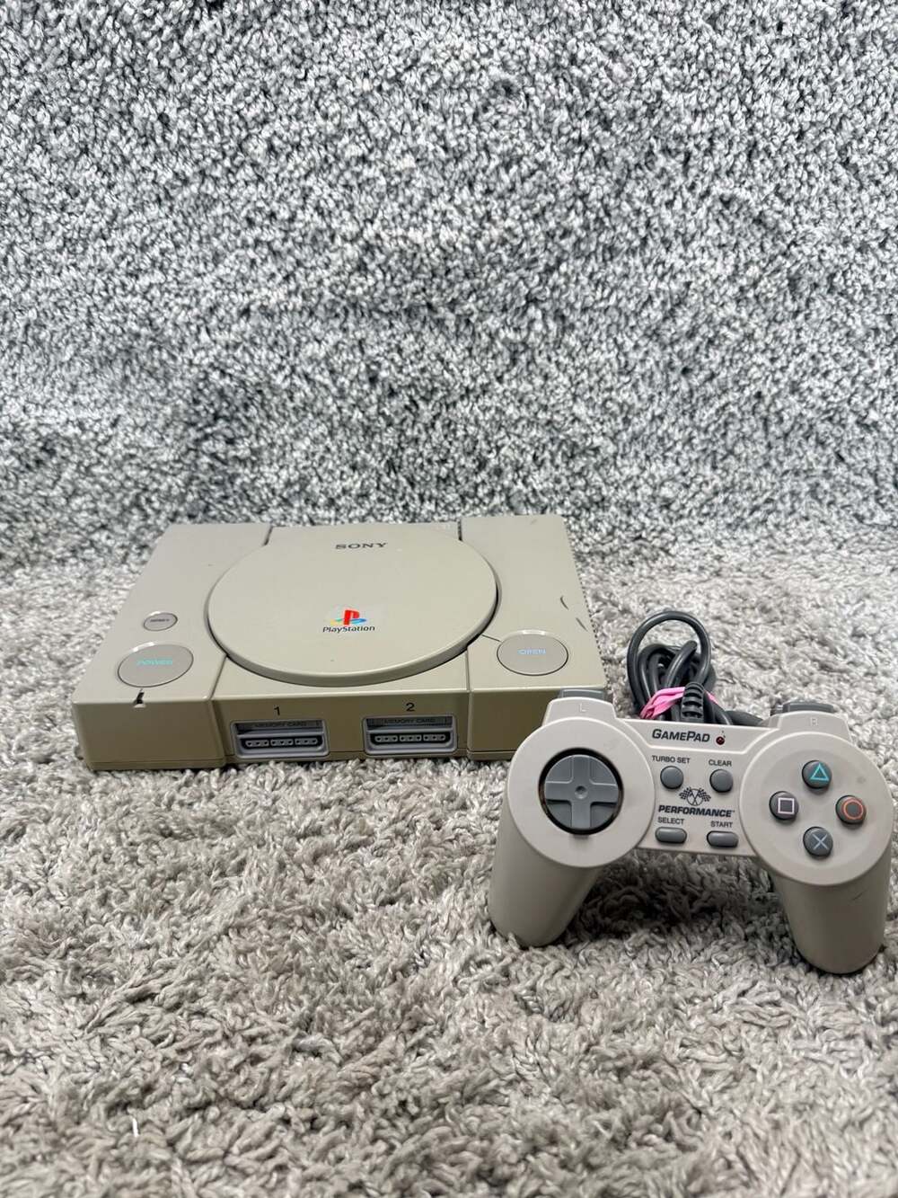 Sony PlayStation 1 Gray Console SCPH-1001 with Turbo GamePad Controller